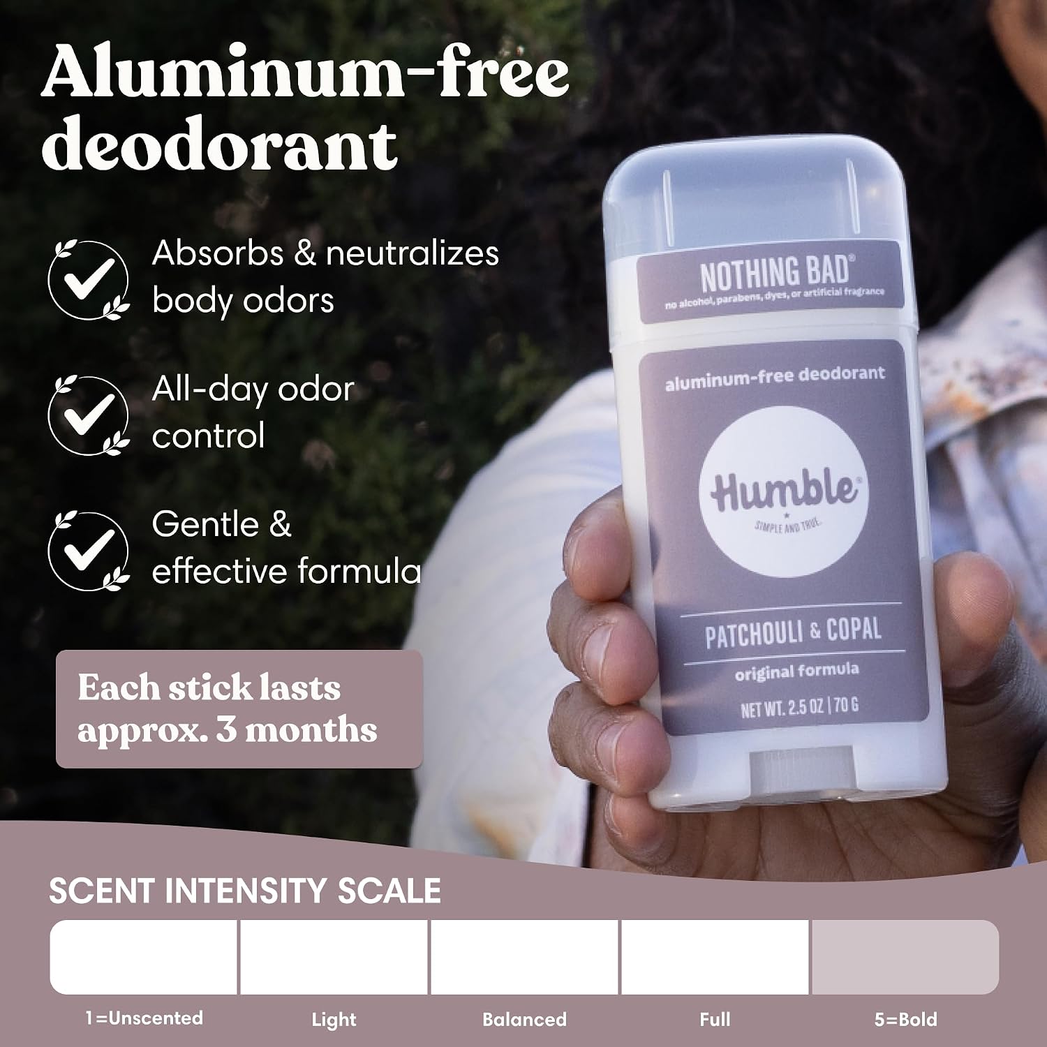 Humble Aluminum-Free Deodorant, Simply Unscented - 1 Pack | Baking Soda-Free, Clean, Fresh, Natural, Essential Oils, Sensitive Skin, Long-Lasting Odor Control, Cruelty-Free, Men & Women