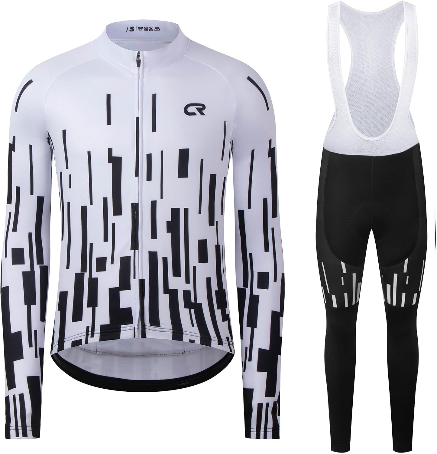 Coconut Ropamo CR Men's Cycling Clothing Set Long Sleeve Cycling Jersey Zipper Pocket Bike Outfit Cycling Bib Pants 3D Padded