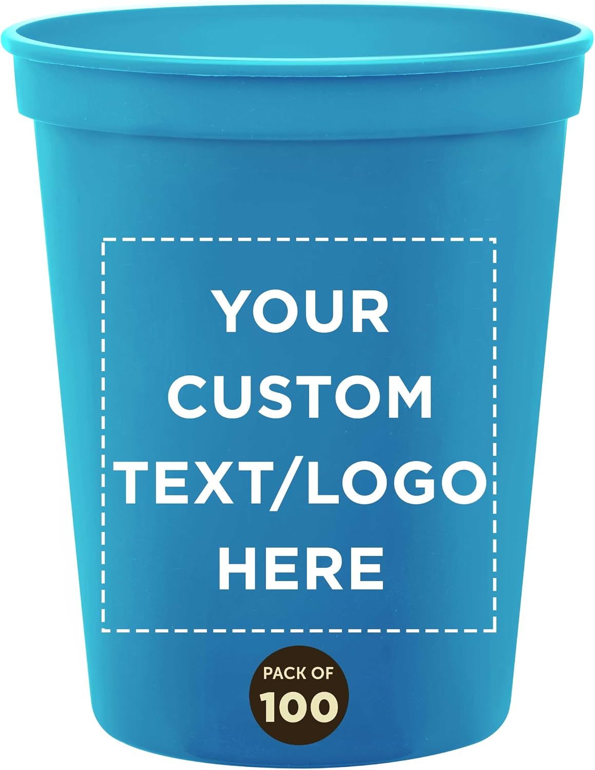 DISCOUNT PROMOS Custom Plastic Stadium Cups 16 oz. Set of 10/50/100, Personalized Bulk Pack - Perfect for Birthdays, Weddings, Picnic, Beach