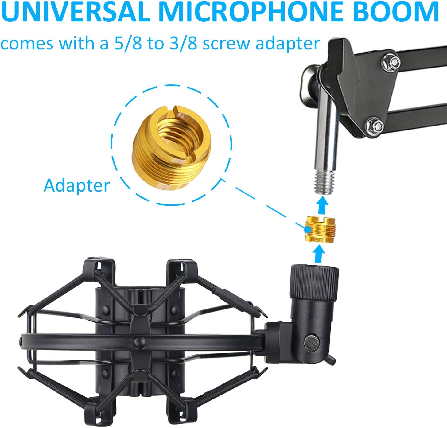 SUNMON SM58 Microphone Shock Mount Holder for Reduces Vibration and Noise, Suitable for Shure SM58-LC, SM58-CN Cardioid Dynamic Vocal Mic