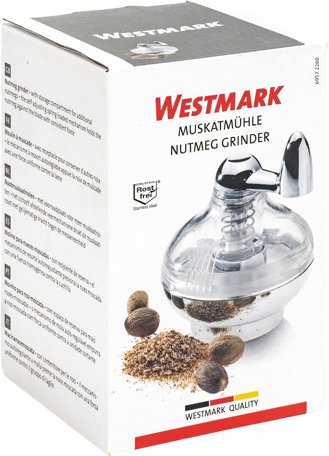 Westmark Nut Meg Grinder, 3.3 x 3.1 x 3.7 inches, Clear