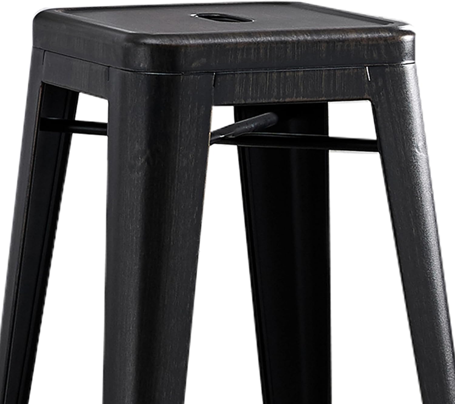 AC Pacific 30” Metal Barstool Set of 2 – Country Rustic Style with Low Back, Lightweight & Sturdy Build, Easy Assembly – Matte Black