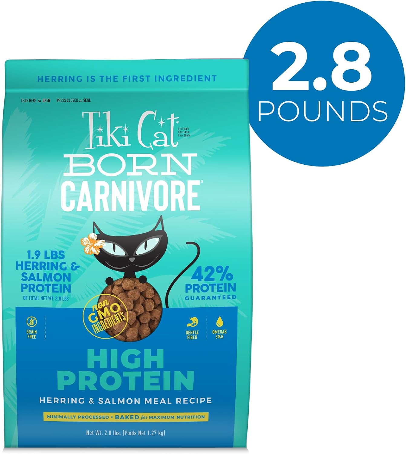 Tiki Cat Born Carnivore Dry Cat Food, Deboned Chicken & Egg, 2.8 lbs. Bag