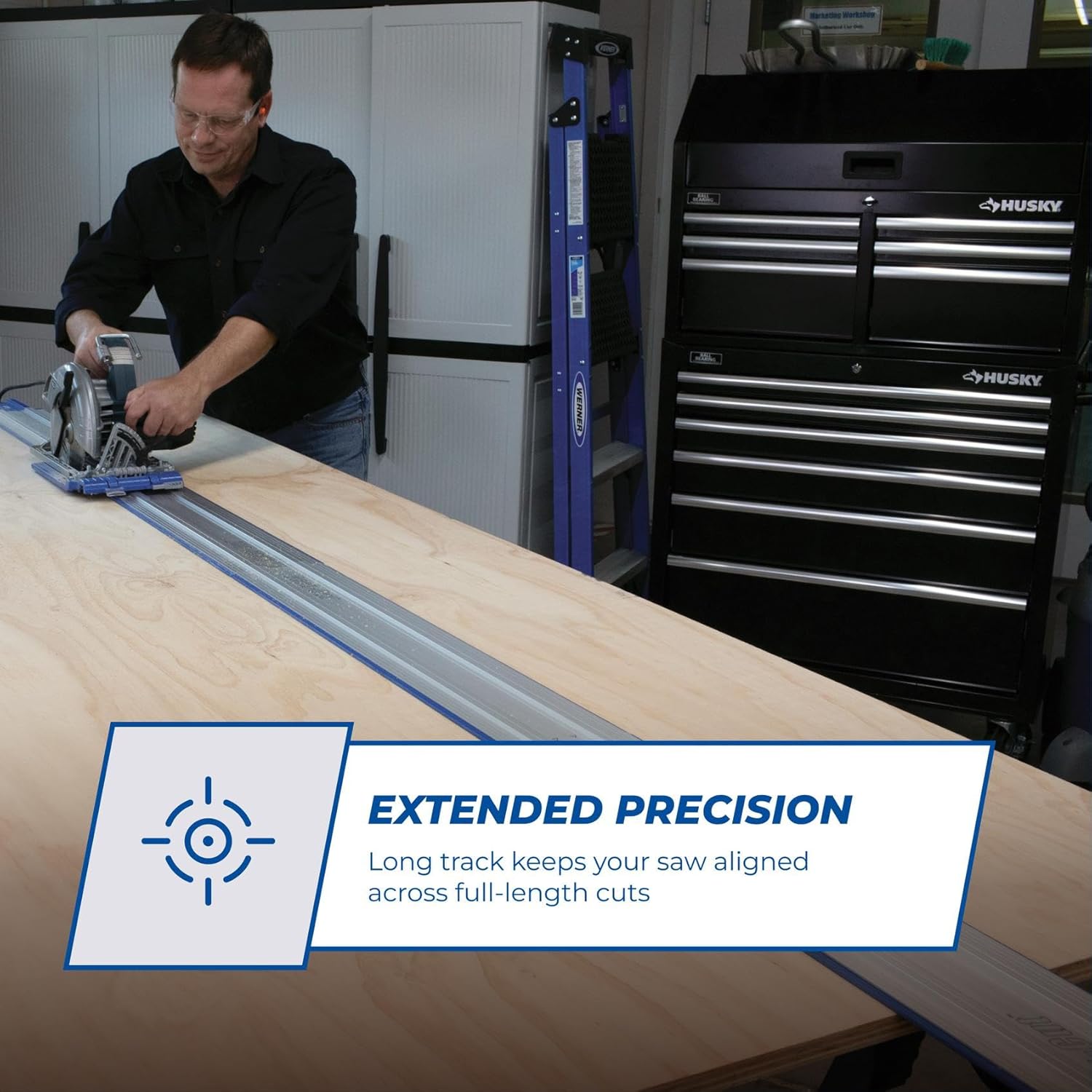 Kreg KMA3700 Accu-Cut XL - Universal Track Saw Guide System - Cuts up to 100" Long - No Clamps Needed - Make Straight, Cross