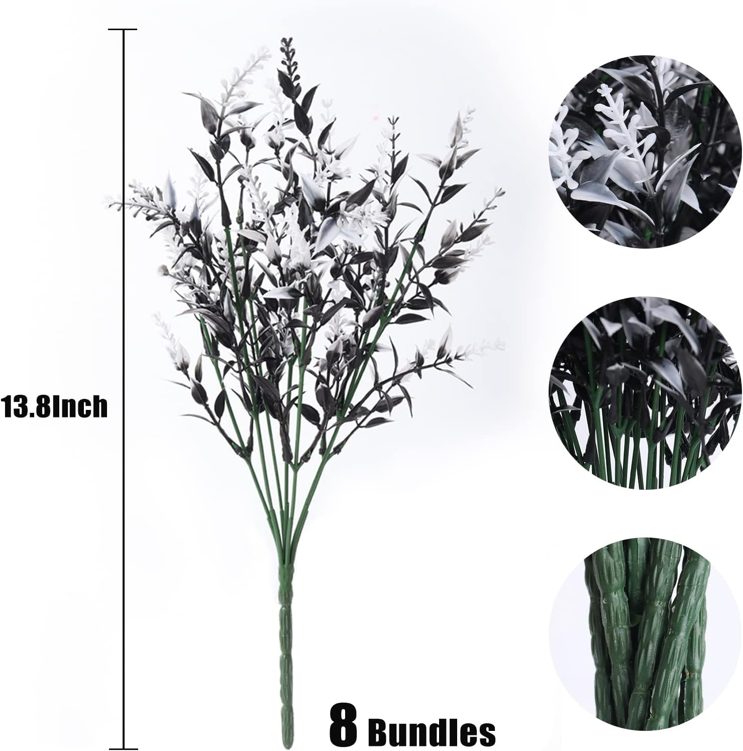 RECUTMS Artificial Greenery Lavender Fake Shrubs Flowers 8 Pcs UV Resistant