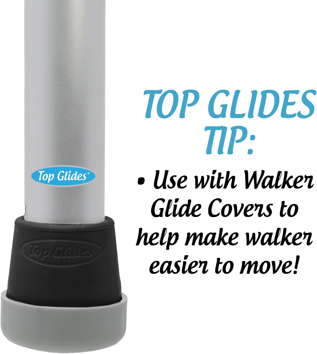 Steel-Reinforced Walker Glide Tips (Gray, 1 1/8")
