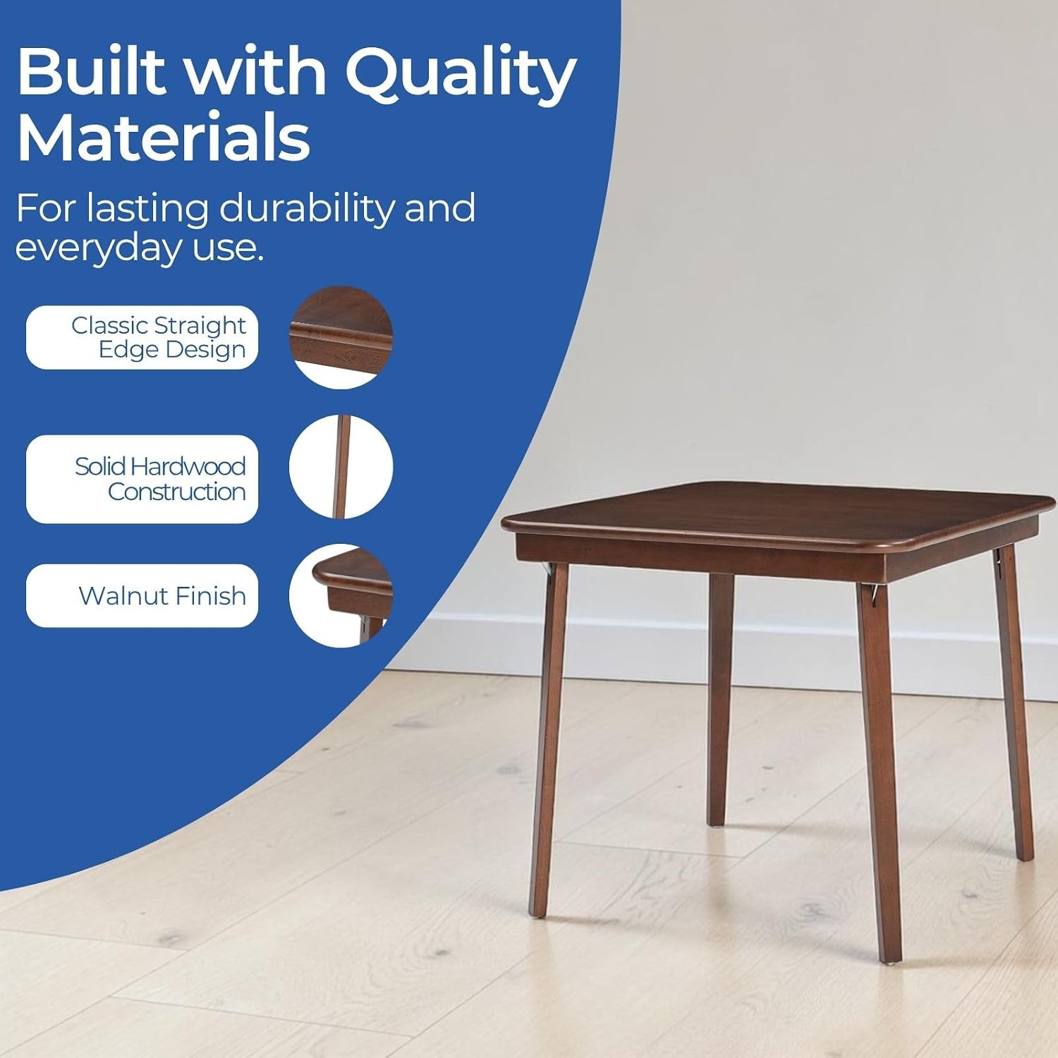 Stakmore Classic Straight Edge Square Wood Folding Table, 32x32, Oak | Foldable Card Table, Wooden Tabletop Furniture for Cards, Board Games & Dining