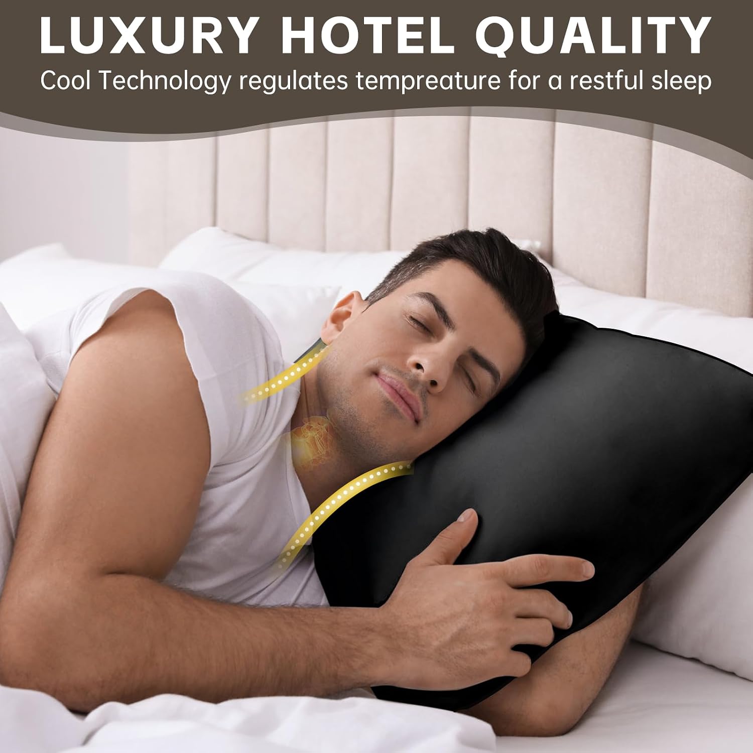 HIMOON Bed Pillows for Sleeping 2 Pack,Queen Size Cooling Pillows Set of 2,Top-end Microfiber Cover for Side Stomach Back Sleepers