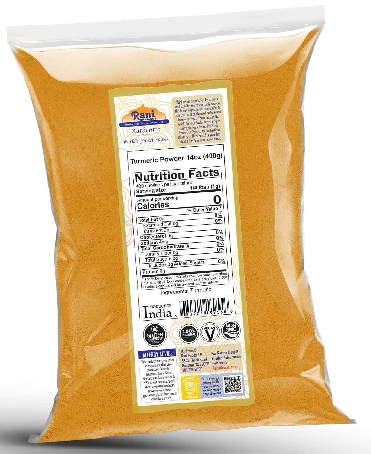 Rani Turmeric (Haldi) Root Whole Spice, Dried 7oz (200g) ~ All Natural | 100% Pure | Vegan | Gluten Friendly | NON-GMO | Kosher | Indian Origin