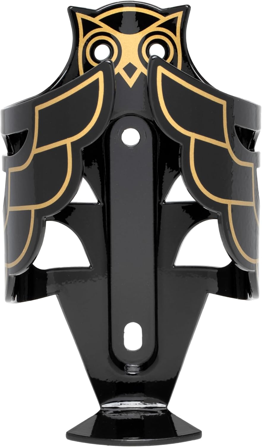 Portland Design Works Water Bottle Cage - Lightweight Water Bottle Holder for Bikes, Owl Cage, Black/Gold