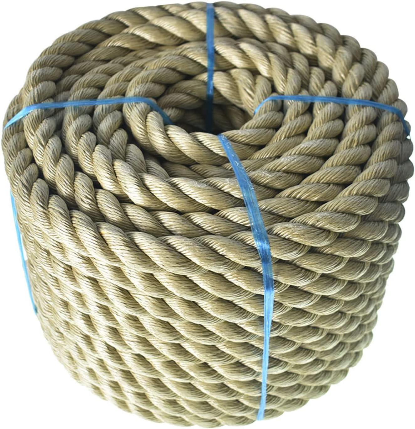 100 Feet 1 inch Diameter Twisted Manila Rope, Twisted 3 Strand, Polypropylene Rope for Indoor Outdoor Use for Landscaping, Tug of War