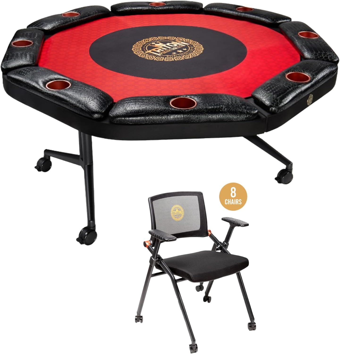 Triton Premium Foldable Poker Table - Poker Table for 10 Players Long-Lasting, Luxurious Vegas Style Casino Experience at Home