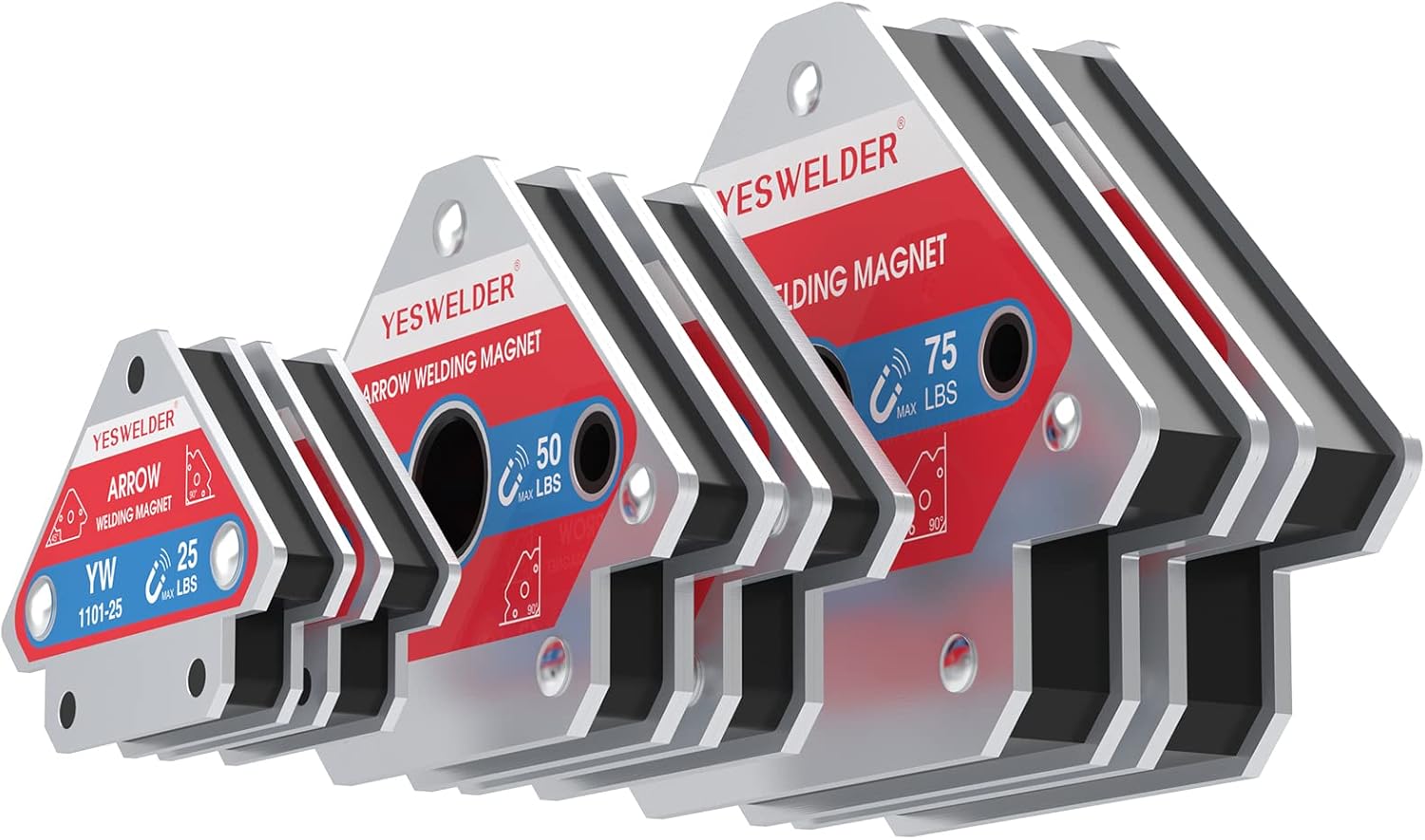 YESWELDER 4-Pc Welding Magnet Set, 50 lb Holding Power Welding Accessories