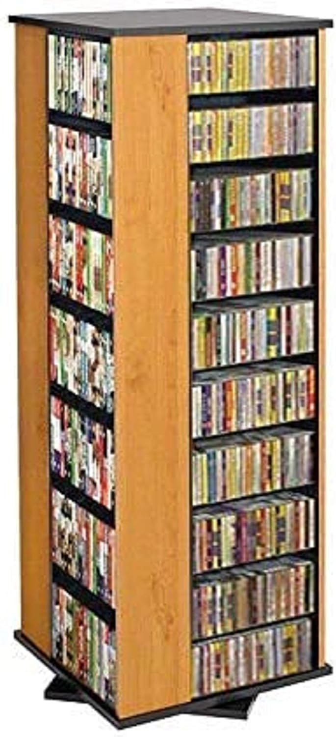Venture Horizon 4-Sided Revolving Media Tower 1000 - Black: Laminated Wood Composites (MDF), Black-Color, 18.75" L x 18.75" W x 63" H