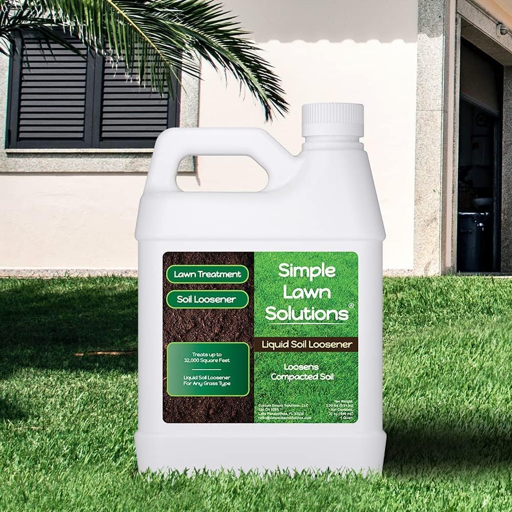 Liquid Soil Loosener- Soil Conditioner-Use alone or when Aerating with Mechanical Aerator or Core Aeration- Simple Lawn Solutions- Any Grass