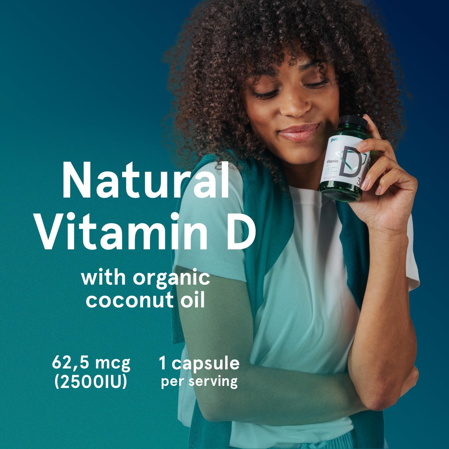 Puori Vitamin D3 Softgels for Adults, 2500 IU (62.5 mcg), 120 Count | Fast Absorbing Supplement Supports Immune System, Bone Health