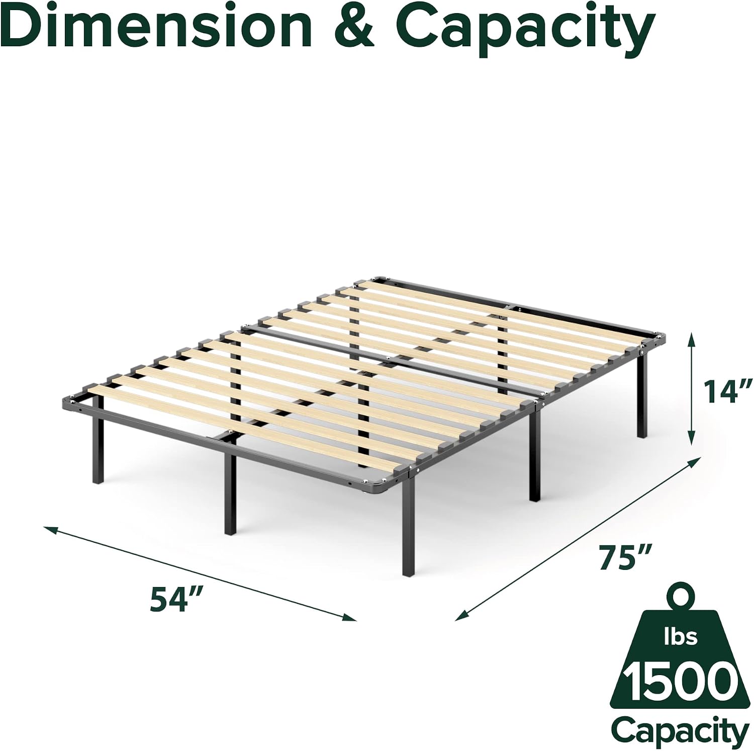ZINUS SmartBase Compack Mattress Foundation, 14 Inch Metal Bed Frame, No Box Spring Needed, Sturdy Steel Slat Support, Full