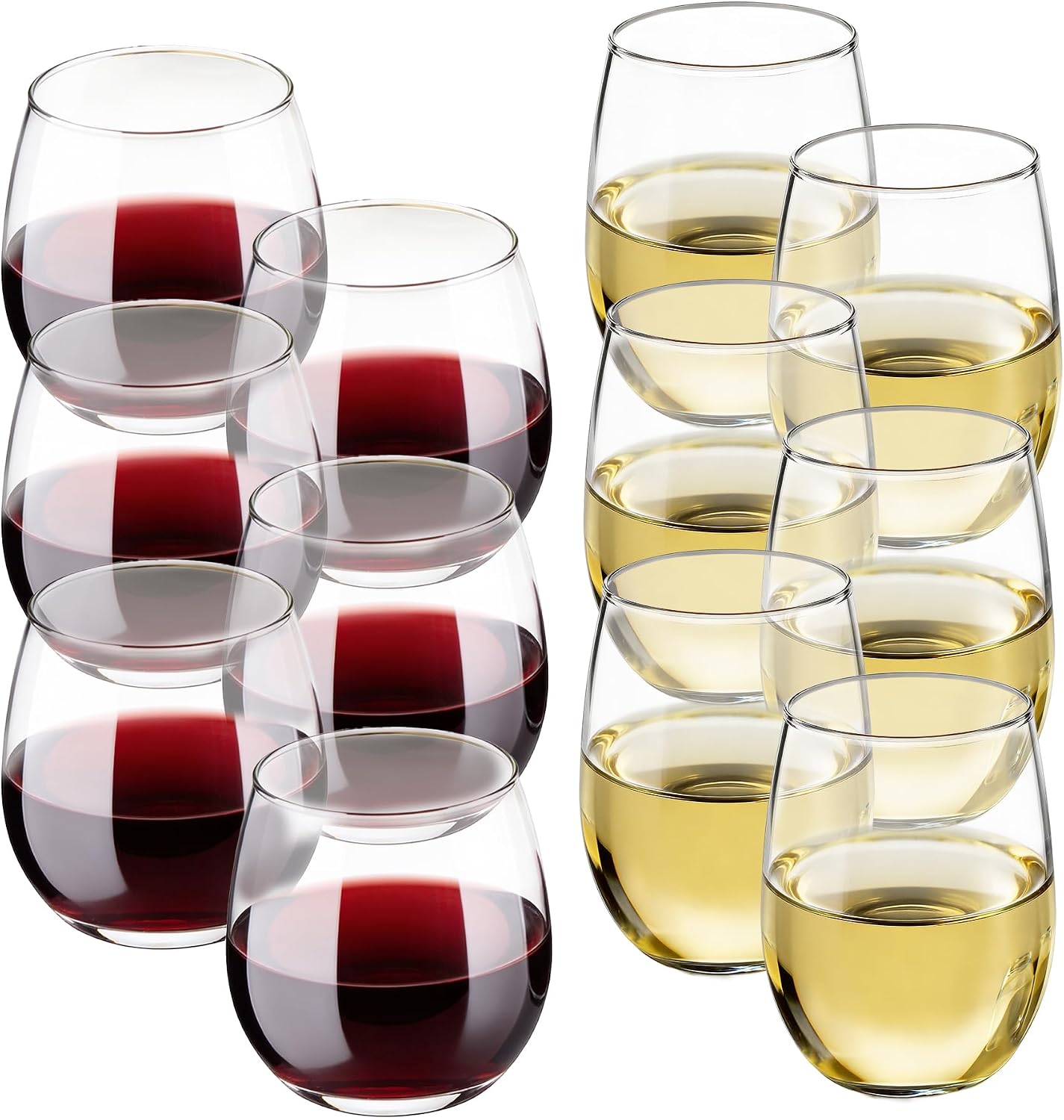 Libbey Classic Blue All-Purpose Stemless Wine Glasses Set 6, Timeless Wine Cups Set of 6, 15.25 Oz, Wine Glass Set for Dinners, Weeknights