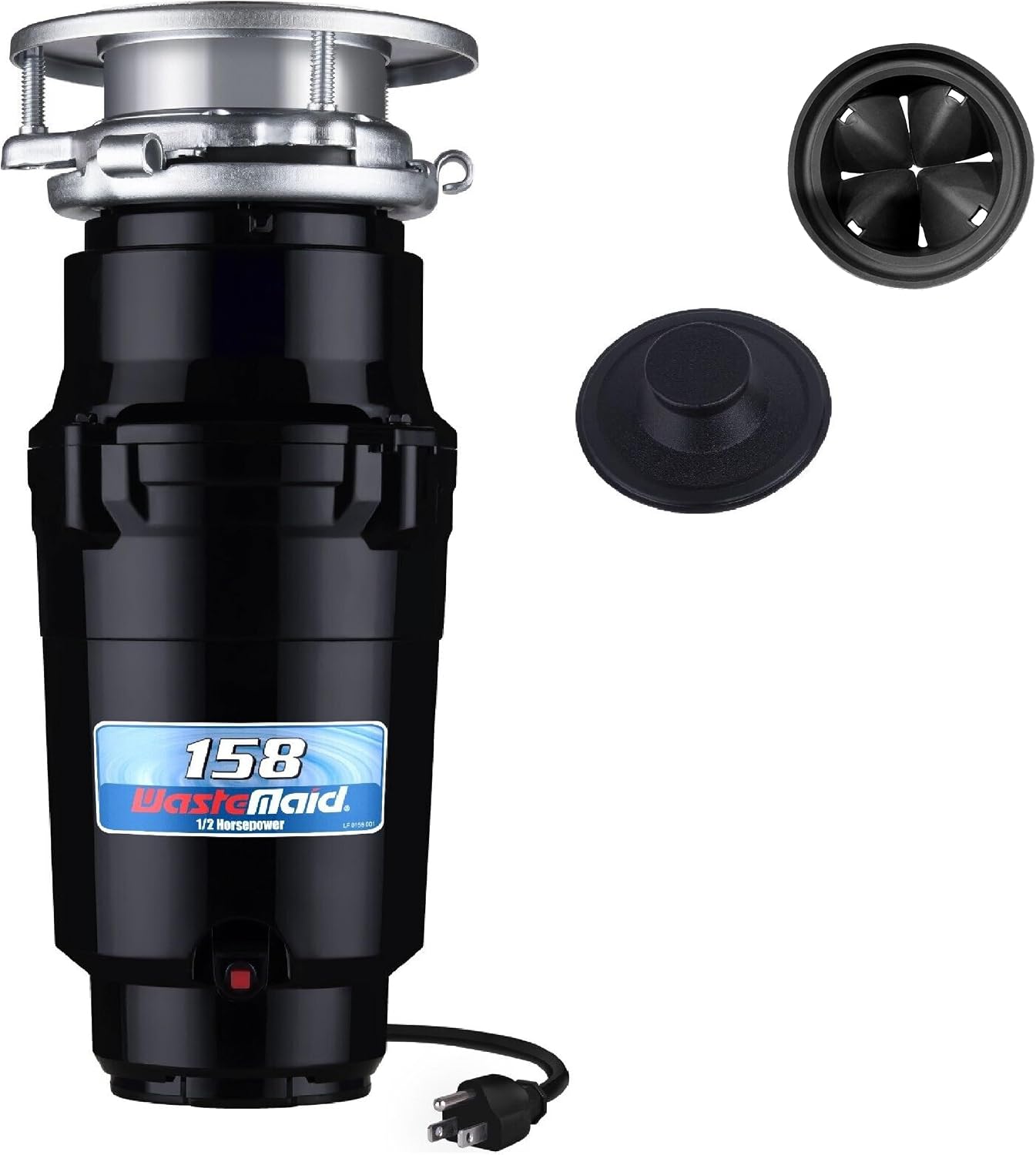 Waste Maid Garbage Disposal, Anti-Jam, Continuous Feed, 1/2 HP Standard | Anti-Jam Stainless Steel Food Waste Grinding System, Quiet Continuous Feed, Easy 3-Bolt Mount, 8-Yr Warranty 10-US-WM-158-3B