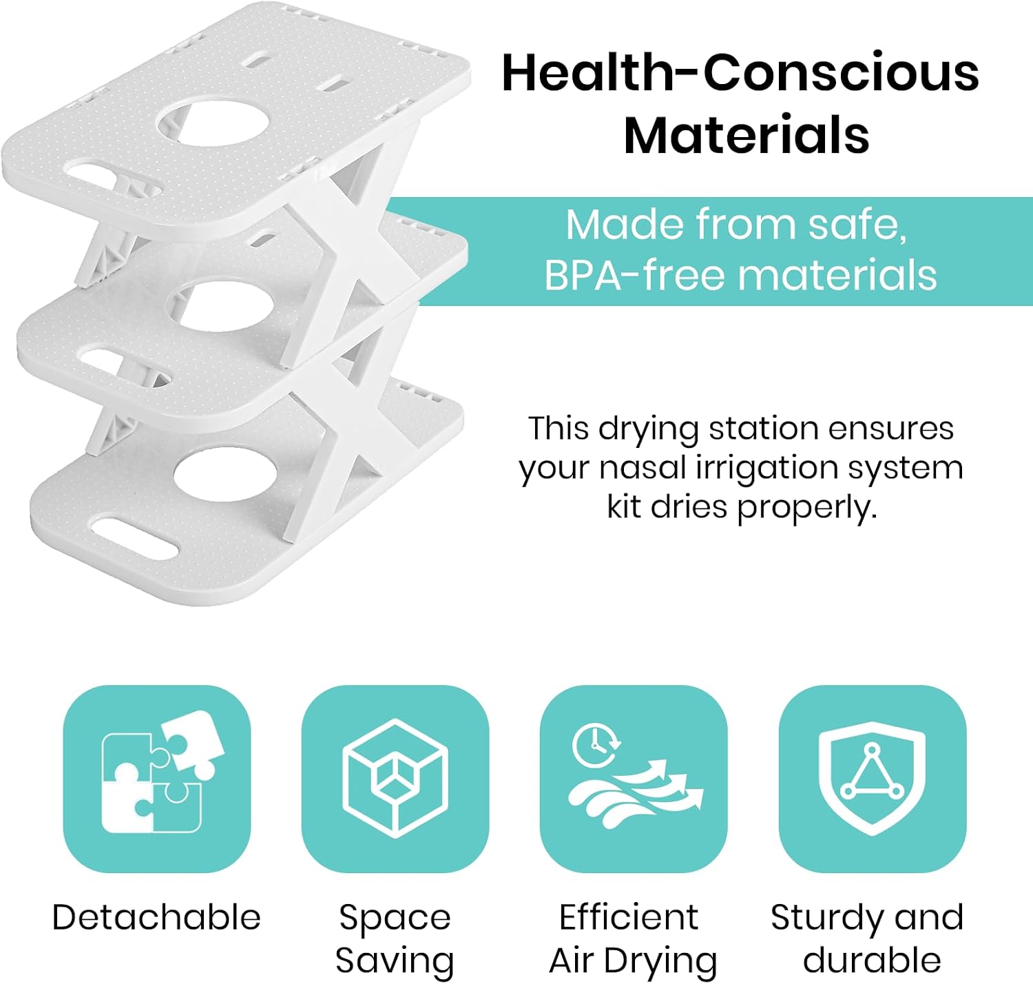 Premium Countertop Caddy Organizer for Navage Nasal Irrigation System - 3-Tier Storage for Nose Cleaning Supplies, Detachable Tray, Sleek Design - Nasal Care Accessories (Caddy Only)