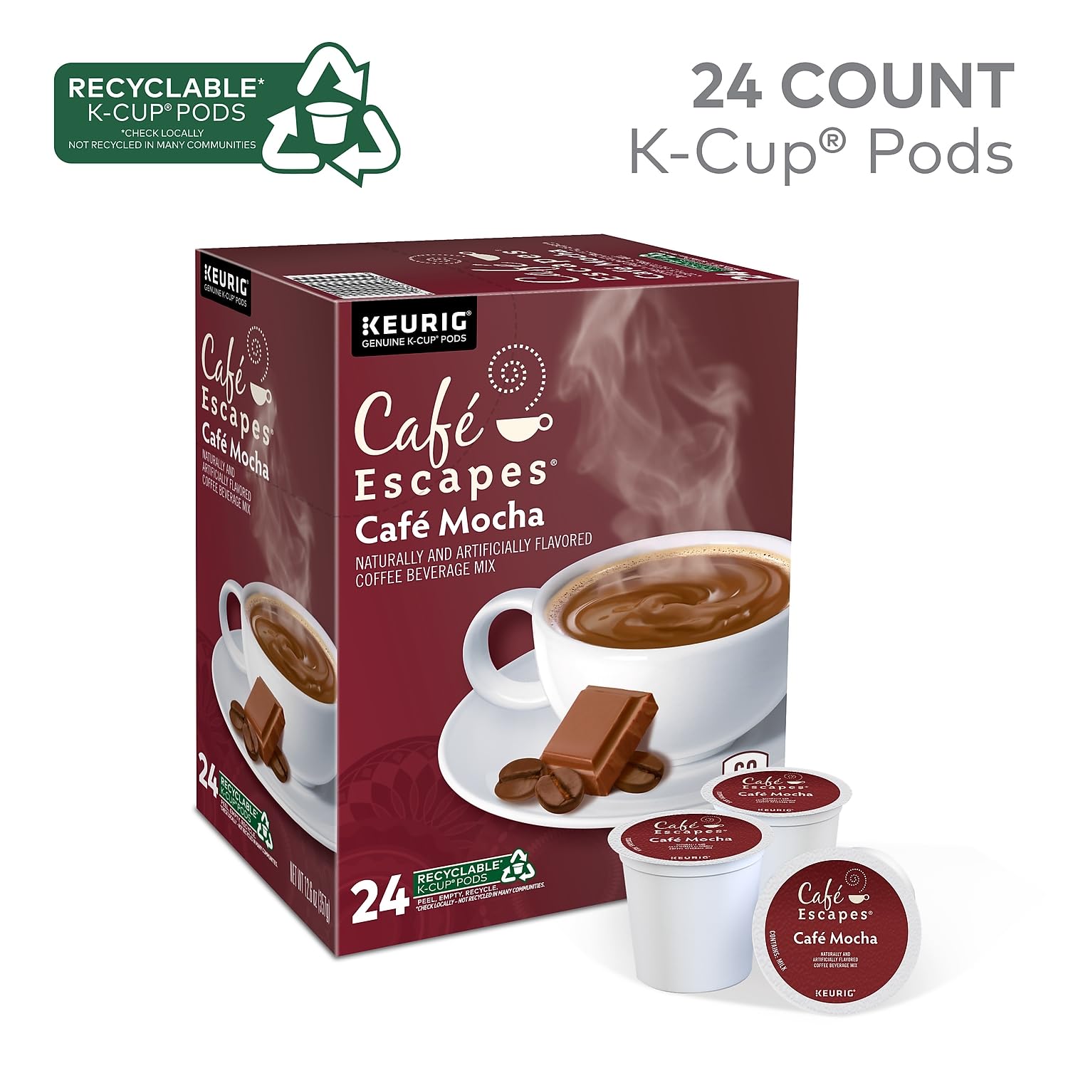 Café Escapes Café Mocha K-Cups for Keurig Brewers, 24 pack, 24-count