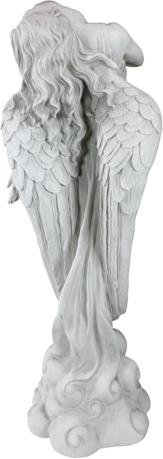 Design Toscano Remembrance and Redemption Angel Religious Indoor/Outdoor Garden Statue, From Base to Top of the Wings Nearly 3 feet tall! Tall, Cast Stone Resin, Antique Stone Finish