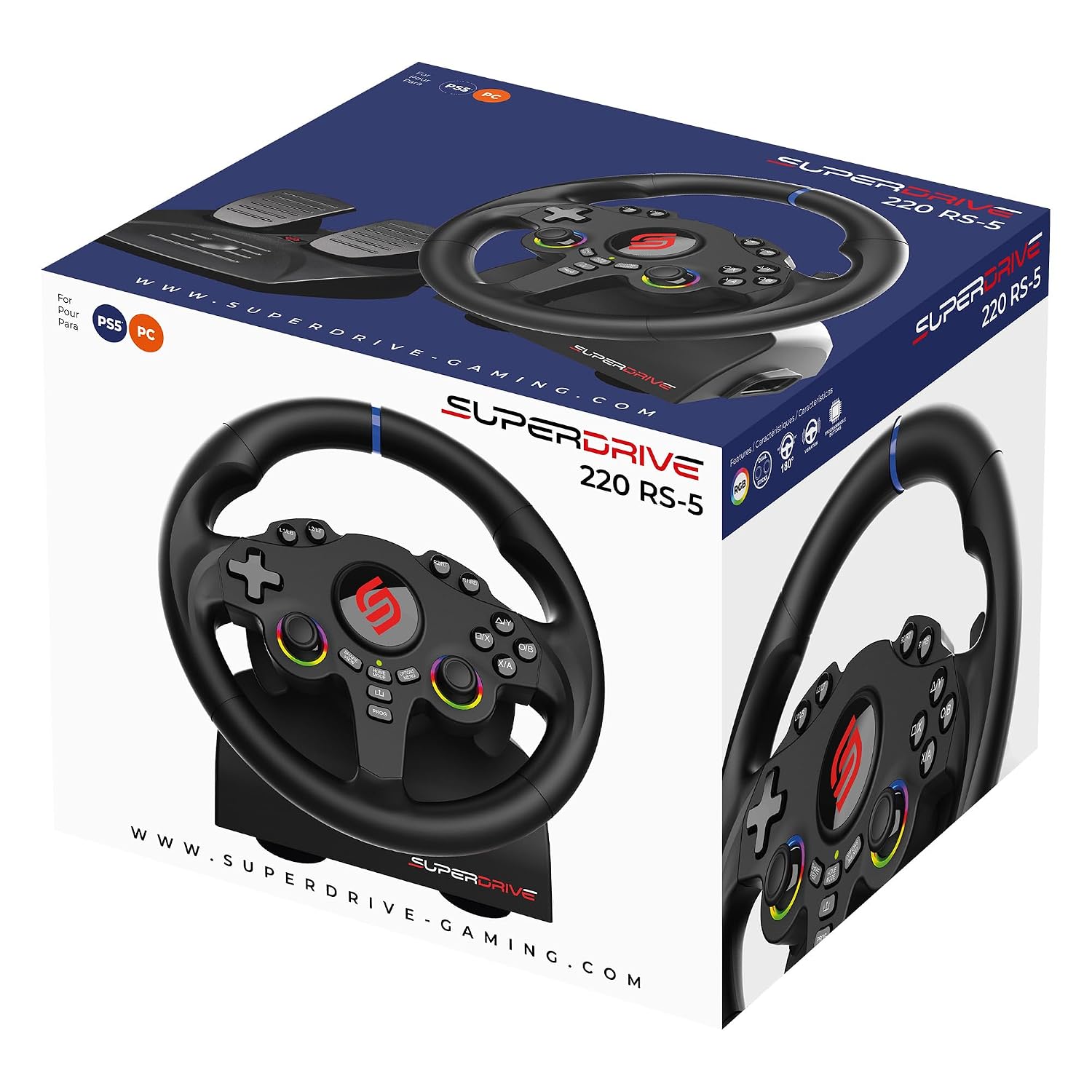 SUBSONIC Racing SV250 Gaming Steering Wheel Switch 2, PS4, Xbox & PC – 180°
