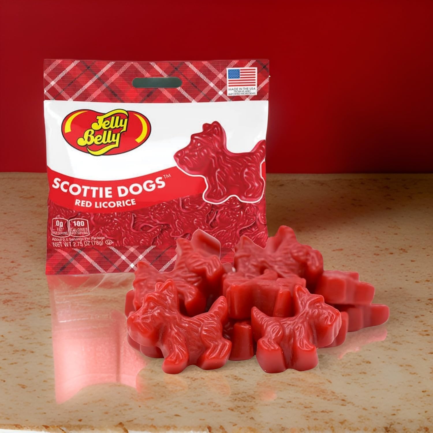 JellyBelly Red Licorice Scottie Dogs, 2.75 Ounces, Pack of 3