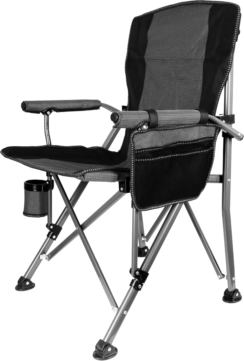 Adjustable Back Folding Camping Chair for Camp, Picnic, Lawn, Fishing | Adjustable Back; Weight Capacity 400 LBS;Hard Arm Portable Chair;Cup Holder;Storage Bag;carrying bag