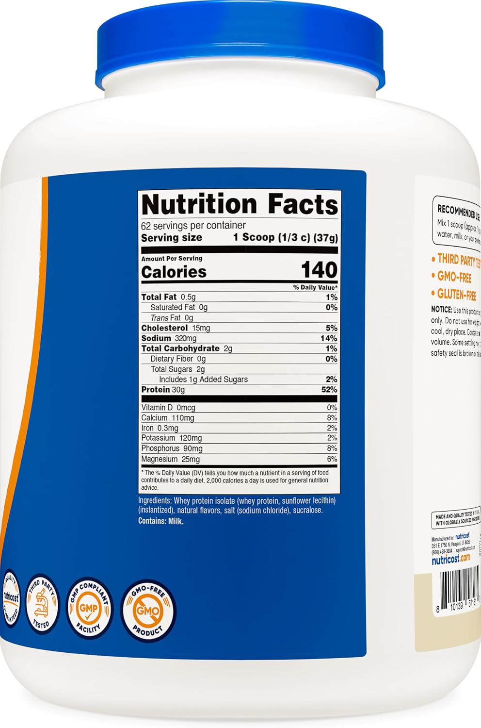 Nutricost Whey Protein Isolate Powder (Vanilla) 2LBS
