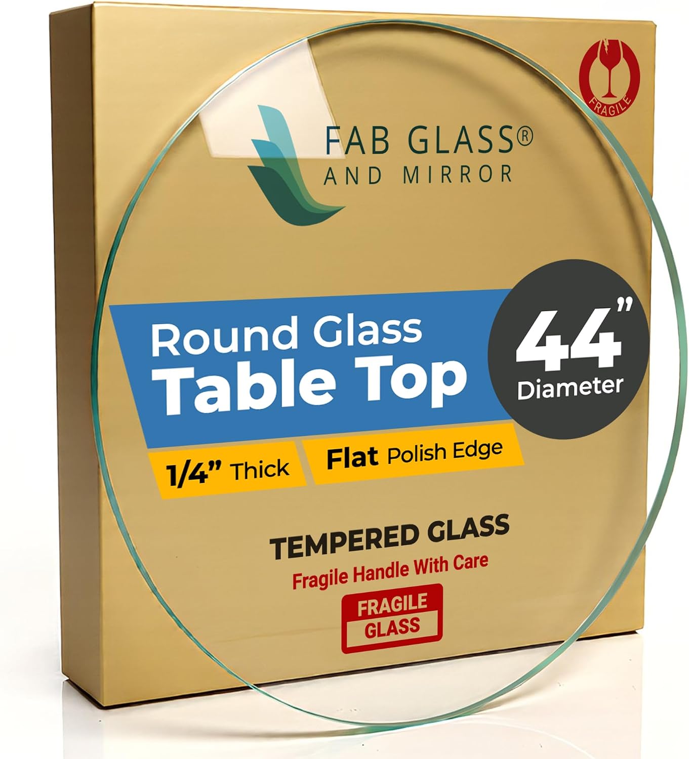 22 Inch Round Tempered Beveled Polished Edge Glass Table Top -1/2” Thick Round Glass Table Top–Heavy Duty, Dining, Coffee, and Office Tables by Fab Glass and Mirror