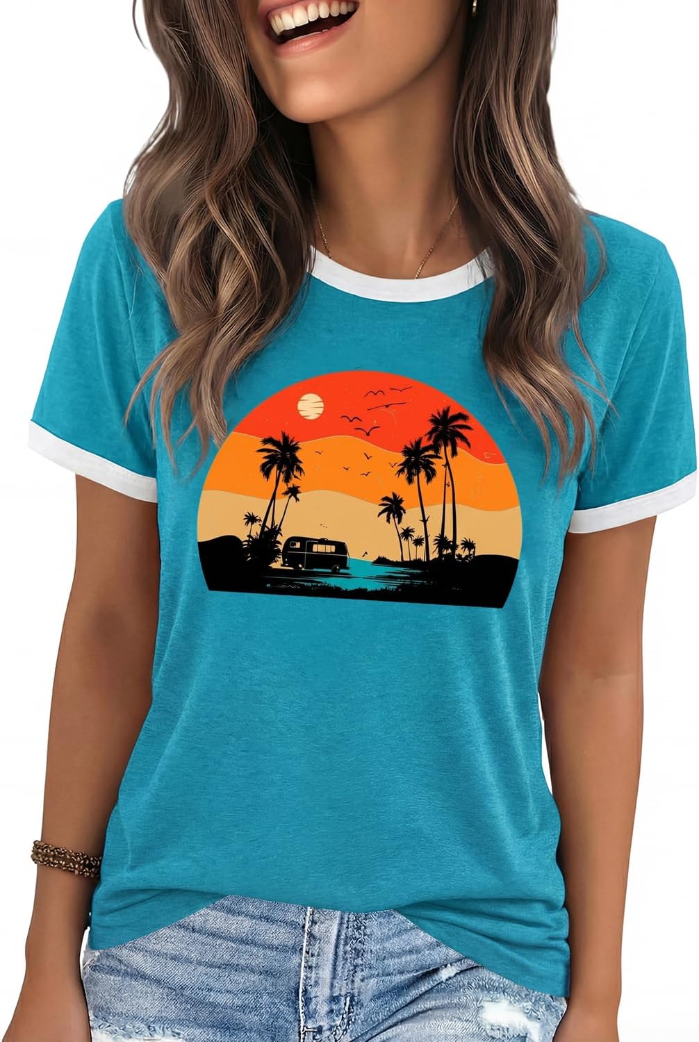 YEXIPO Graphic Tees for Women Short Sleeve Summer Tops Casual Cute T Shirts