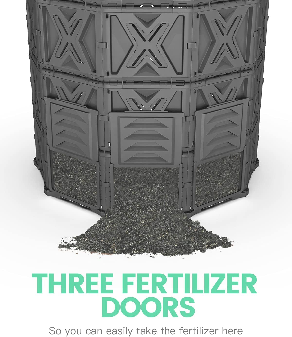 190 Gallon Large Outdoor Compost Bin, 720L Garden Composter with Aeration Vents, BPA-Free PP Panels, Modular Structure with Bottom Access Door and Lid