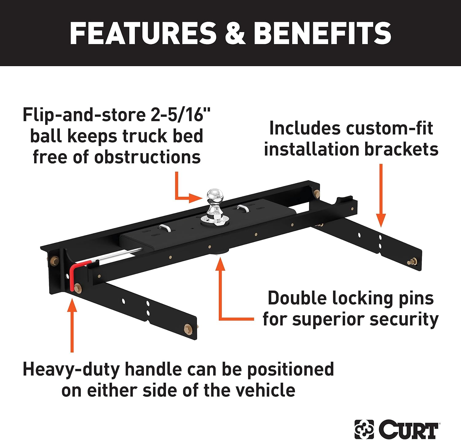 Double Lock Gooseneck Hitch Kit with Brackets, Compatible with Select C/K
