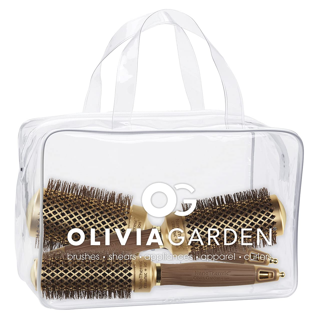 Olivia Garden NanoThermic Ceramic + Ion Round Thermal Hair Brush - Not Electrical - Professional Blowout Brush for Normal to Thick Hair
