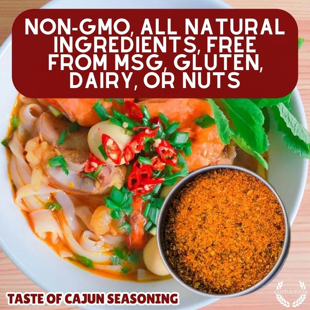 Gustus Vitae | Taste of Cajun Seasoning | Natural Gourmet Spice Blend | Premium Small Batch | Culinary Blackening Spice | Natural Creole Herbs | Non