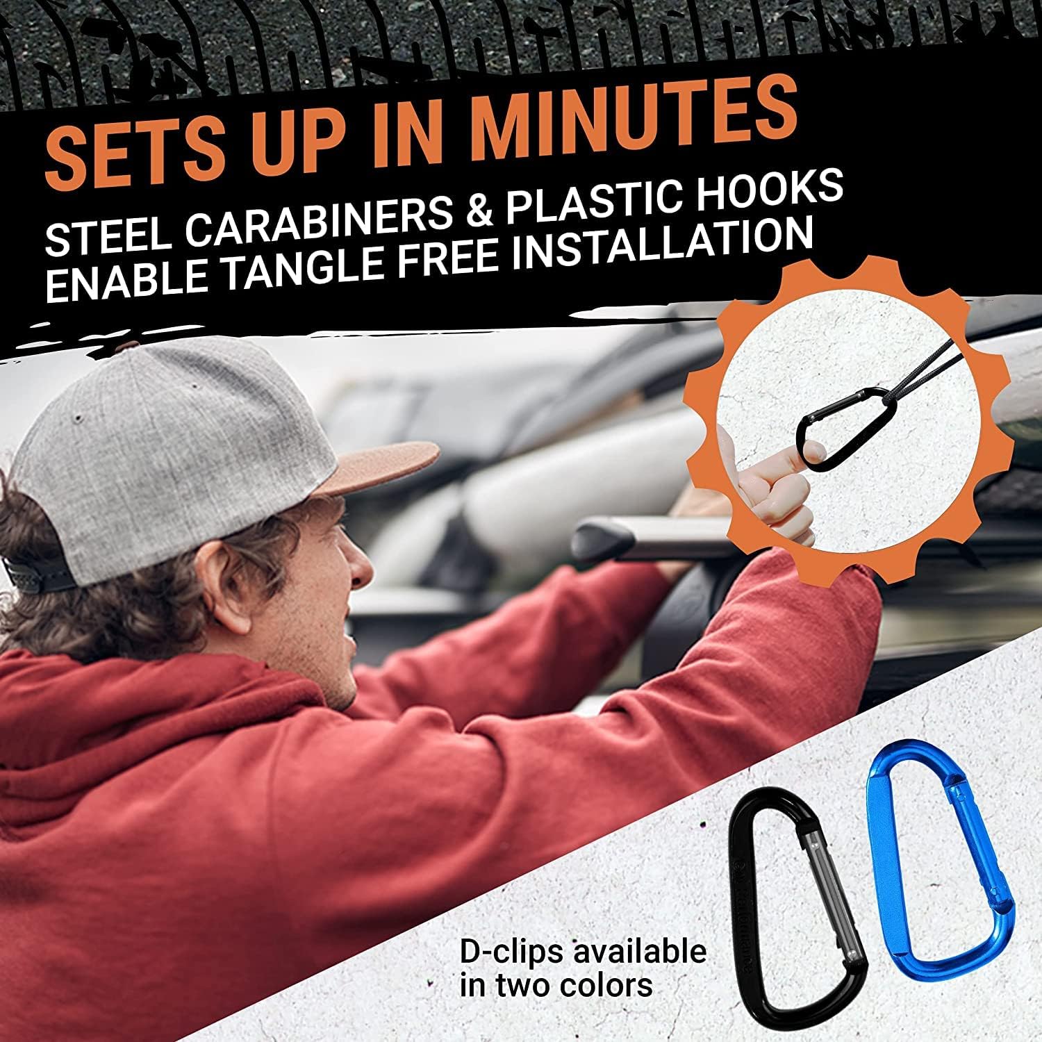 Cargo Net for Roof Rack - 22 x 38 Inch, Heavy-Duty, Mesh Square Bungee Netting with 12 Black Clips and Storage Bag - Holds Small and Large Loads
