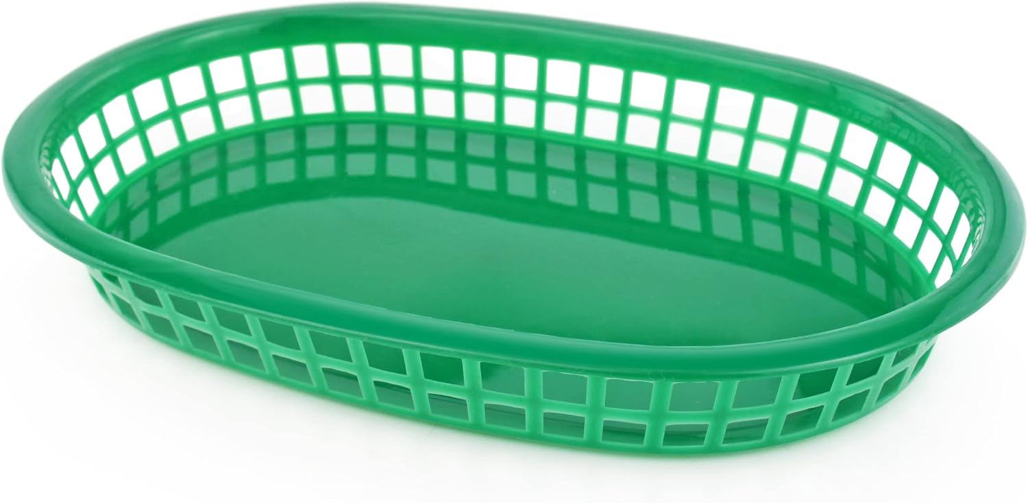 New Star Foodservice Fast Food Baskets, 10.5 x 7 Inch, Set of 12, Green