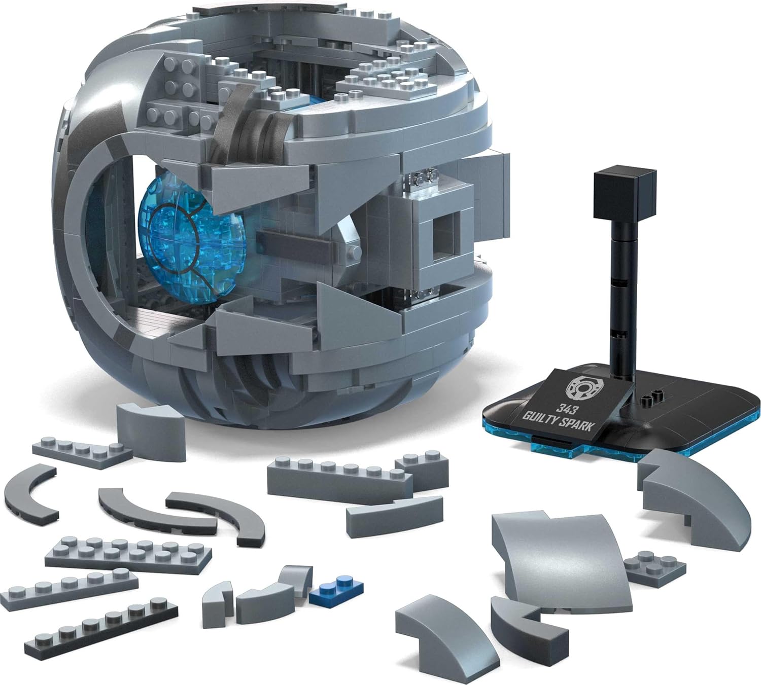 ​MEGA Halo Model Replica Building Toy, 343 Guilty Spark with 609 Pieces, Lights & Sounds, Build & Display Set for Collectors, Gift Ideas for Adults