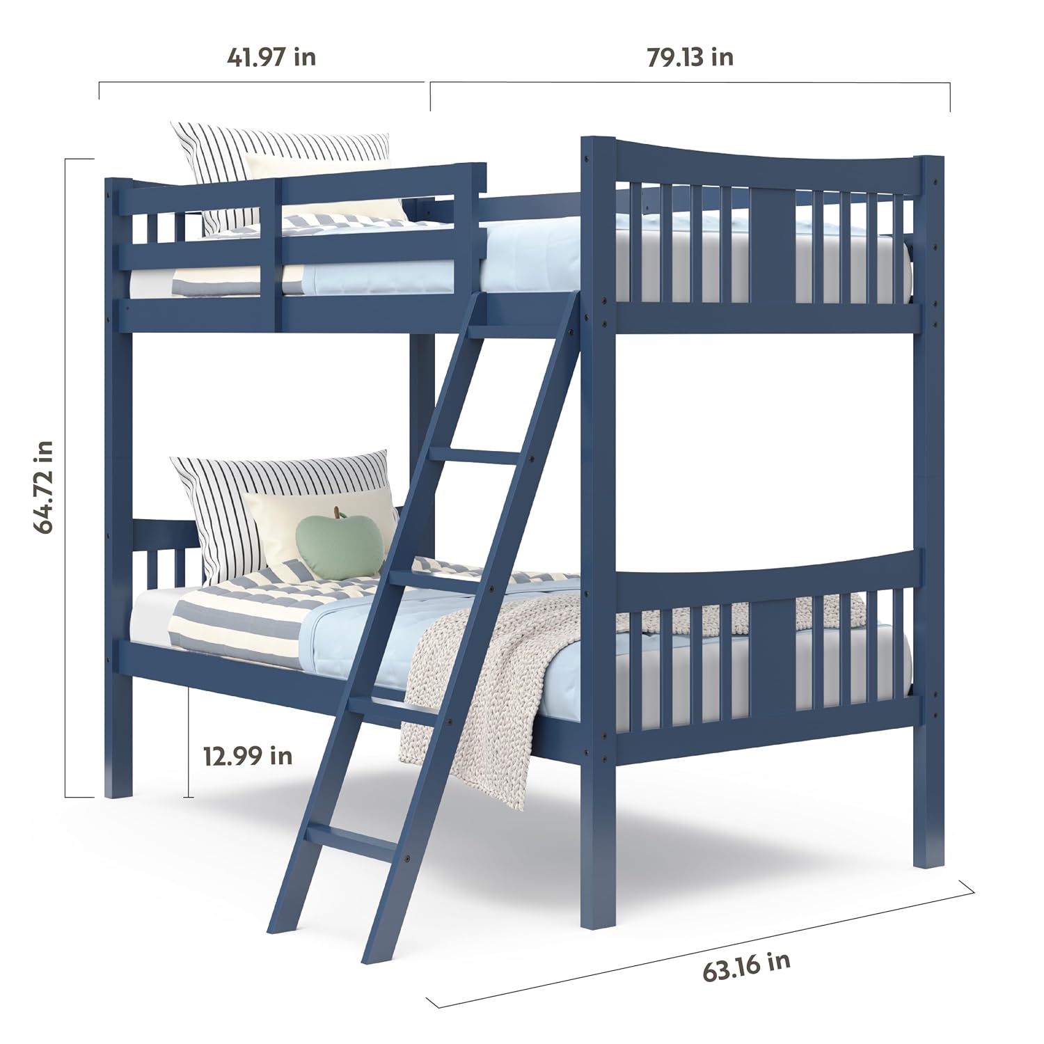 Storkcraft Caribou Twin-Over-Twin Bunk Bed, Navy | GREENGUARD Gold Certified, Wood Twin Bunk Beds for Kids Bedroom, Converts to 2 Individual Twin Beds, No Box Spring Required
