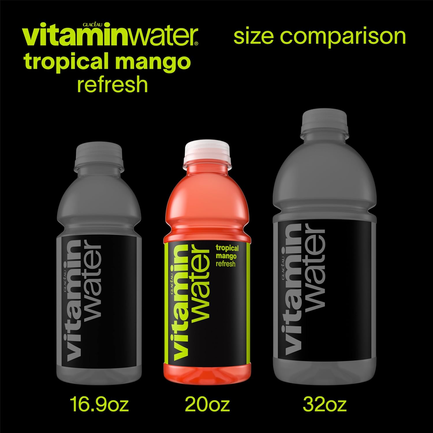 vitaminwater Refresh Tropical Mango, Flavored Water Beverage Bottles, 20 fl oz, 12 Pack