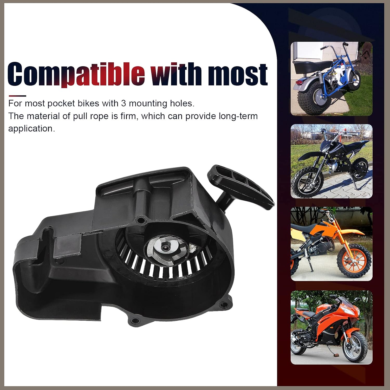 Pull Start Starter for 33cc 43cc 47cc 49cc 50cc 2-Stroke Engine Mini Quad ATV Scooter Go Kart Chopper Pocket Bicycle Rocket Pit Dirt Bike Coolster