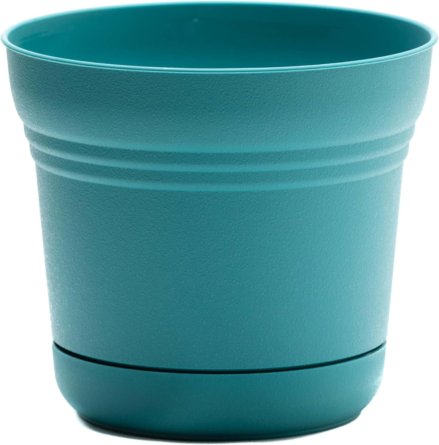 Bloem Saturn Round Planter with Saucer Tray: 14" - Black - Durable Plastic Pot, Matte Finish, Removable Saucer, for Indoor & Outdoor Use, Gardening, 5 Gallon Capacity