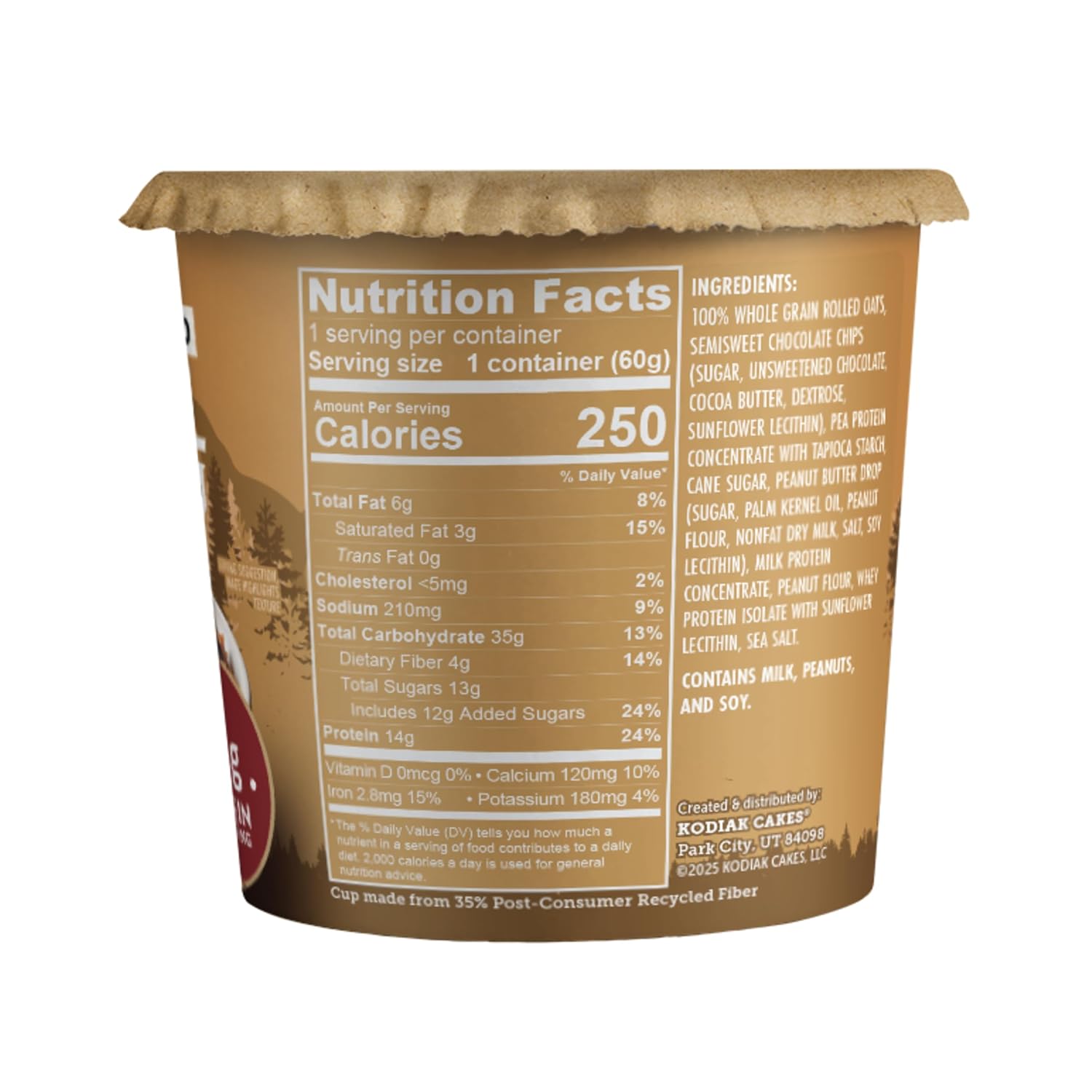 Kodiak Cakes Instant Protein Maple & Brown Sugar Oatmeal in a Cup, 2.12oz (Pack of 12)