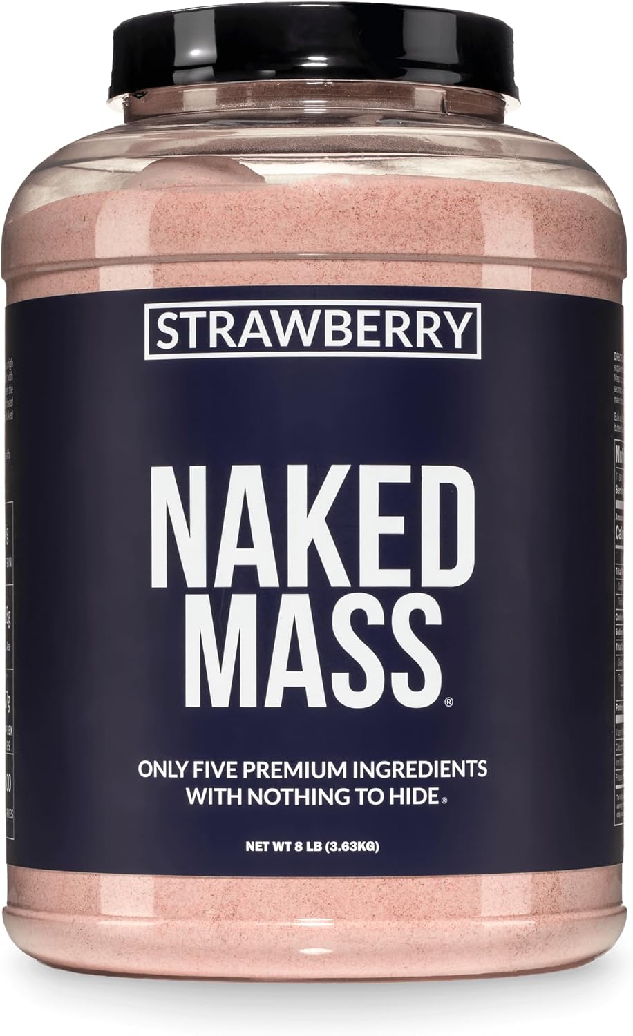 NAKED Mass - Natural Weight Gainer Protein Powder - 8 LB Bulk, NSF Certified, GMO Free, Gluten Free & Soy Free. No Artificial Ingredients - 1,250 Calories per Serving