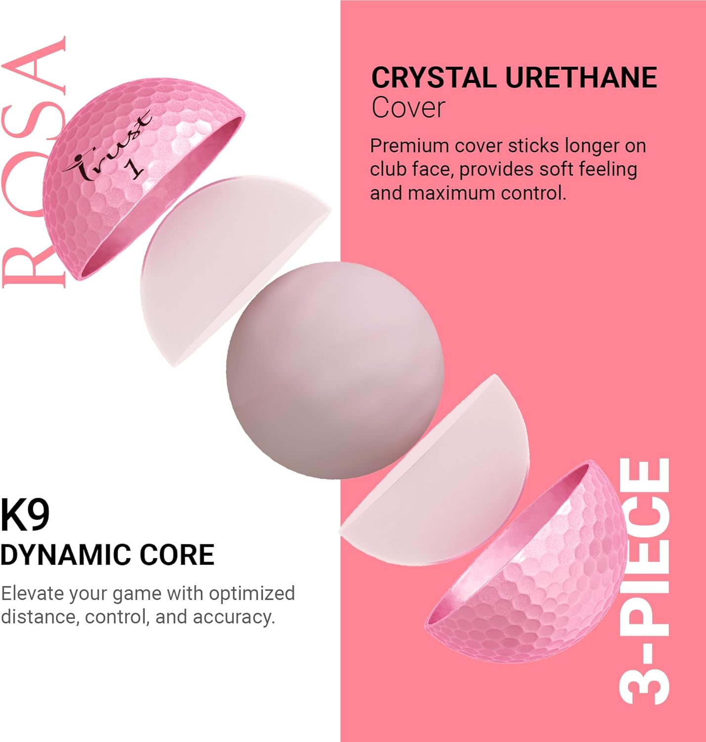 Trust Golf Balls - Aurora & Rosa Crystal Urethane Series | Eye-Catching & Easy to Spot | Maximum Distance, Soft Feel, Straight Flight