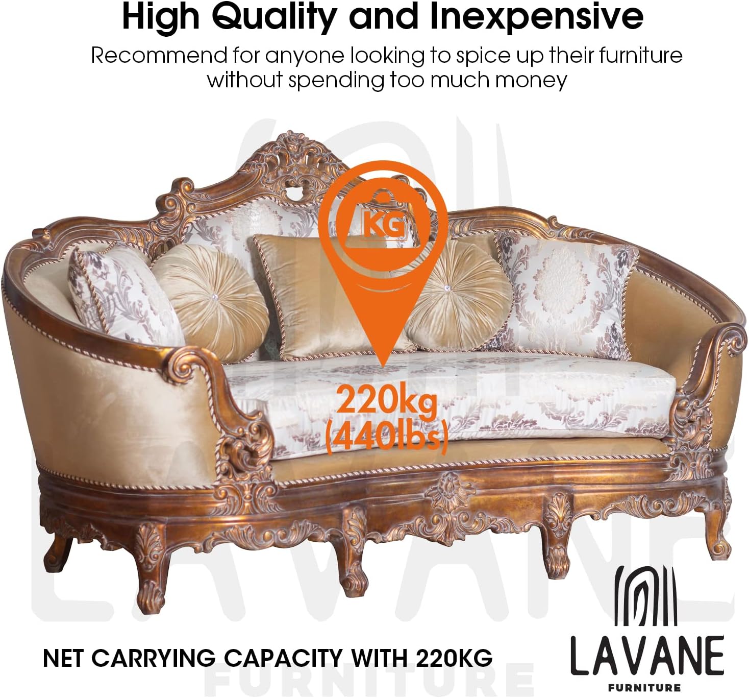 La Vane 6 inch / 15cm Wooden Furniture Legs, Set of 4 European Style Solid Wood Carving Furniture Replacement Feet Decoration for Sofa Cabinet Wardrobe Table Loveseat