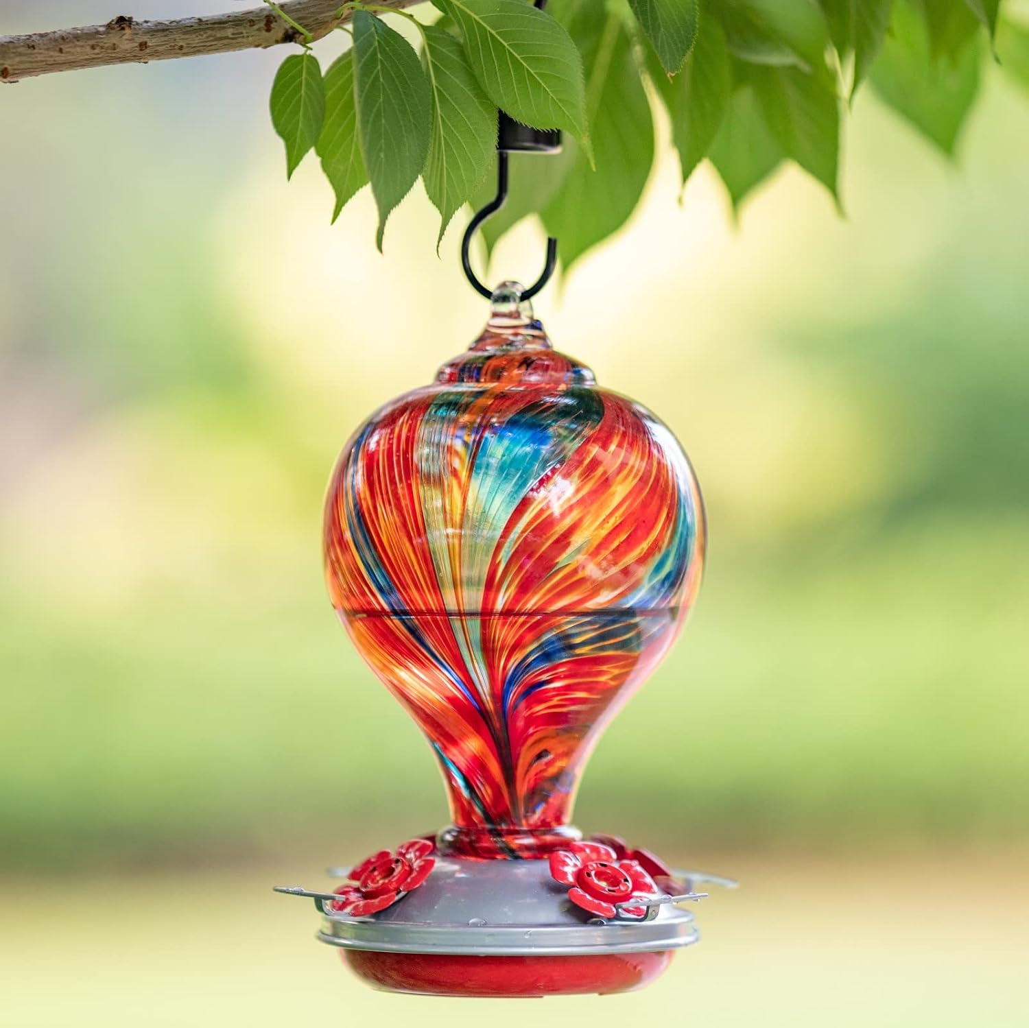 Muse Garden 32OZ Humming Bird Feeder Ant Moat,Gifts for Bird Lover,Gardening Backyard Decor Hummingbird Nectar Capacity,Nebula