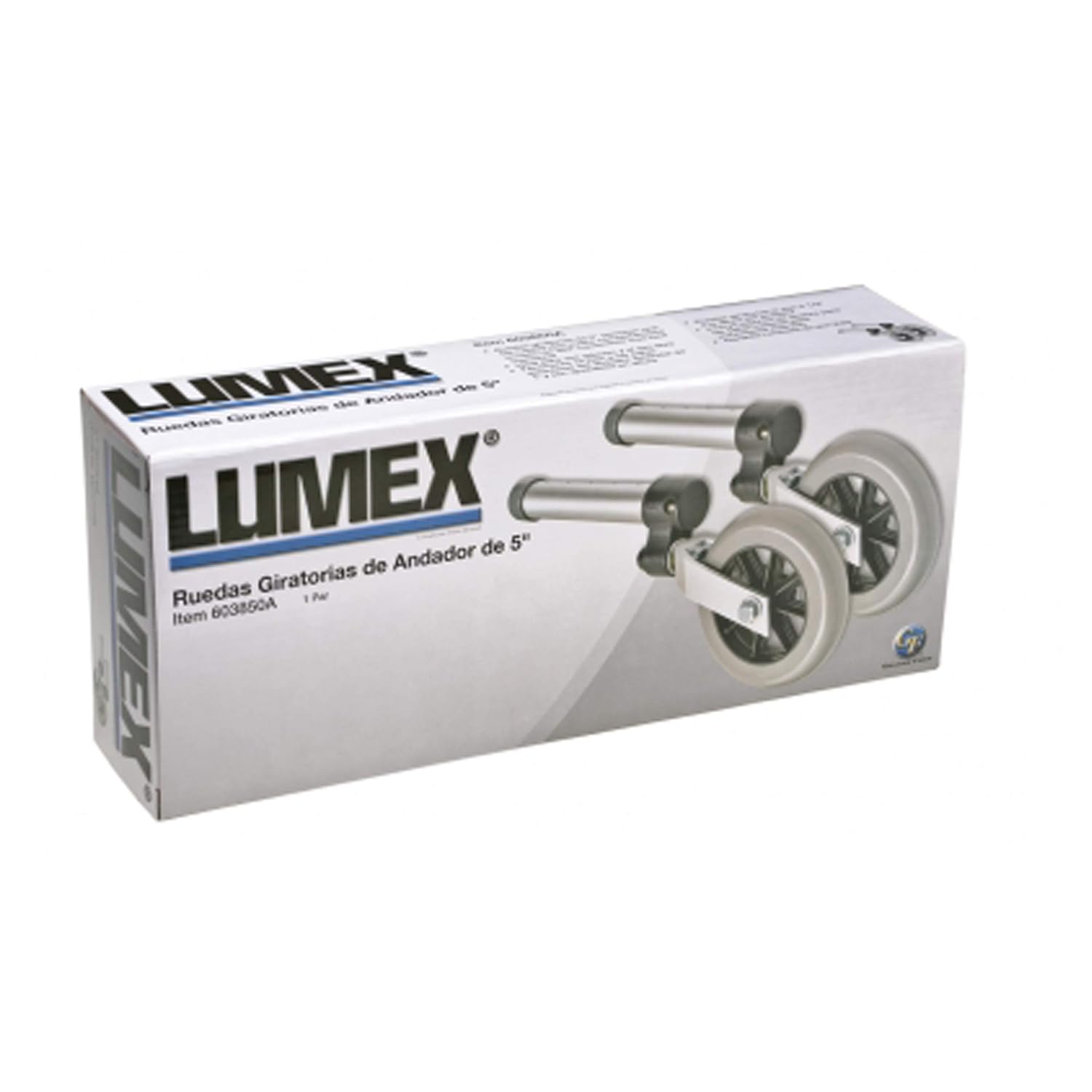 Lumex Swivel Wheels - 360 Degree Medical Rubber Walker Wheel, 3" Diameter, Adjustable, Pack of 2, 603830A
