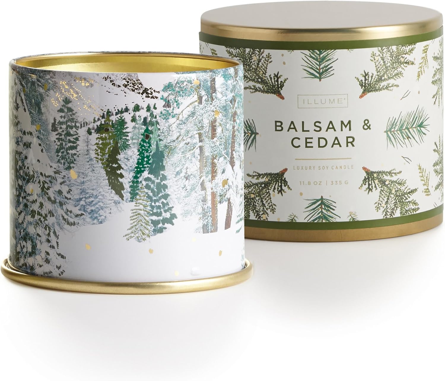 Illume Noble Holiday Collection Balsam & Cedar Vanity Tin, 11.8 oz Candle (45250072000)